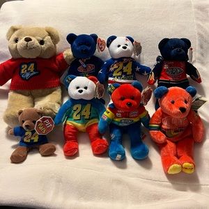 8 Total Jeff Gordon Bears. 6 Beanie Babies 1 Stuffed Bear & 1 Mini Bear Bundle